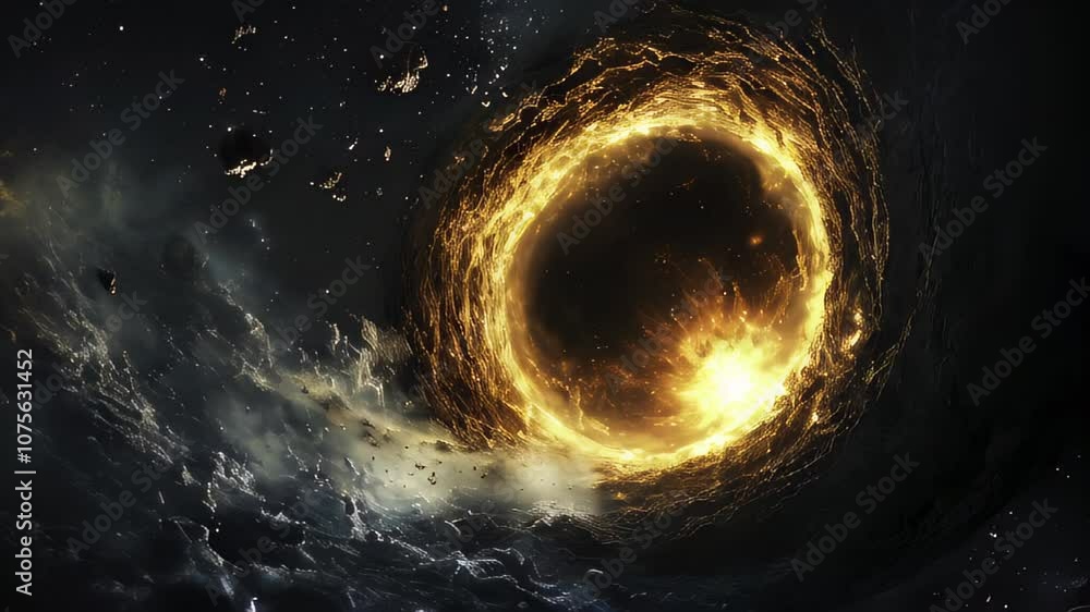 Poster explore a massive wormhole in space: a journey through a cosmic portal at an unknown location