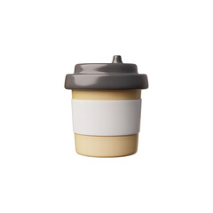 Takeaway Coffee or tea, Coffee to go 3D cartoon plastic vector icon, paper takeaway blank container with lid, package