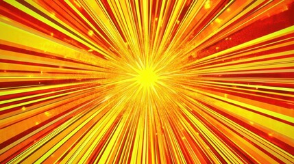 A vibrant explosion of yellow and orange rays radiating from the center, creating a dynamic and energetic visual effect.