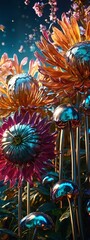 A fantastical garden of metallic flowers