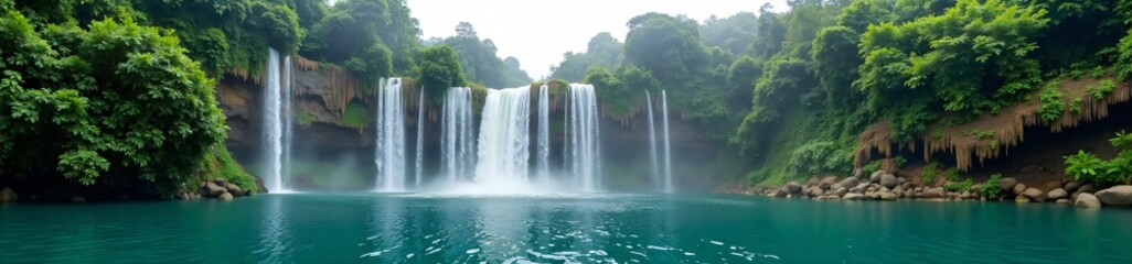 Obraz premium 360 degree photo, Waterfall in a Jungle, A 360-degree image