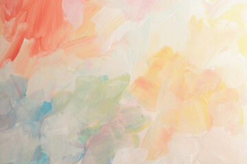 Art Oil, Acrylic smear brushstroke blot painting. Abstract texture pink, beige, white pastel color stain background.