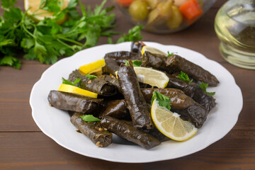 Turkish foods; stuffed leaves (yaprak sarma dolma)