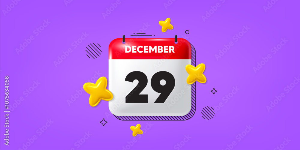 Poster calendar date of december 3d icon. 29th day of the month icon. event schedule date. meeting appointm