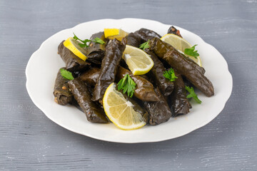 Turkish foods; stuffed leaves (yaprak sarma dolma)