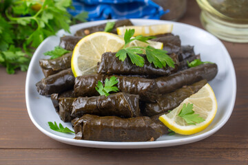 Turkish foods; stuffed leaves (yaprak sarma dolma)