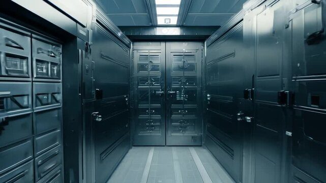 Camera entering high security vault room