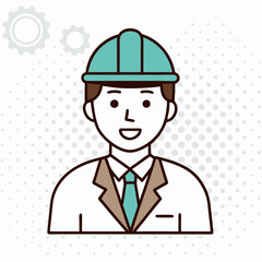 A man in a hard hat and a suit is smiling. He is wearing a tie and a jacket