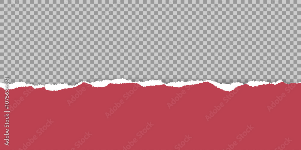 Aufkleber horizontal red torn paper strip background. ripped edge empty frame. place for text. modern template