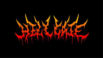 Hellgate, typography vector dark lettering. With fire gradient colors for logos, stickers, posters, t-shirt print apparel and more