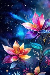 Exquisite flower with vivid blue, purple petals, adorned with yellow stamens. For nature photography enthusiast, design project needing touch of color, sophistication, background, greeting card,print