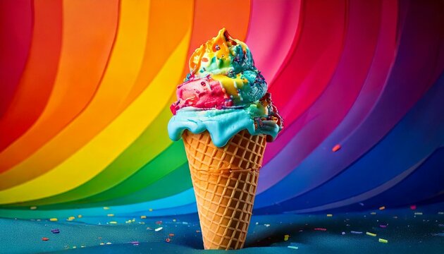 Lody na tęczowym tle