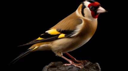 Stunning goldfinch isolated on clean background for ornithology and nature design projects