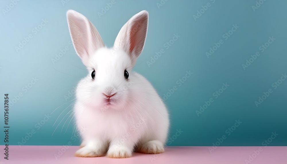 Poster a small white bunny sits alone on a soft pastel background in this easter concept image wit_1(676)