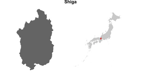 Shiga prefecture blank outline map set