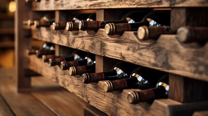A photo of a handmade wooden wine rack.