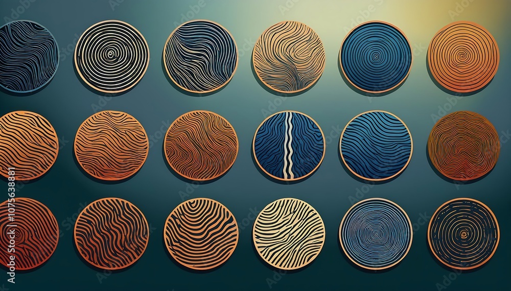 Poster a set of editable maps and vector logos featuring topographic lines, tree rings, and circul_1(565)