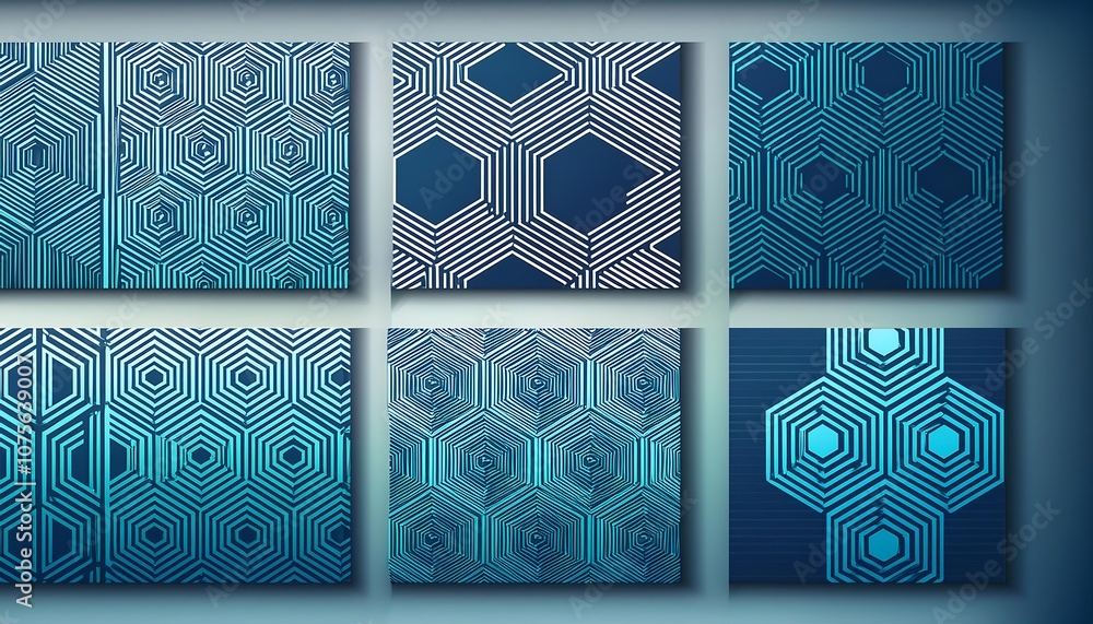Aufkleber  A set of abstract geometric hexagonal graphic designs featuring seamless patterns and vecto_1(555)