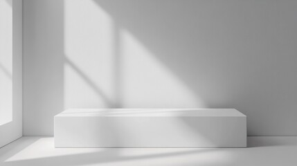 Minimalist White Platform with Sunlight