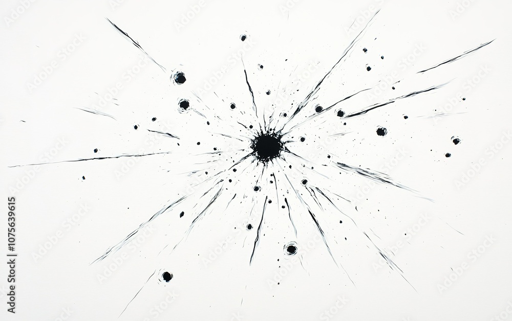 Aufkleber a black ink explosion on white canvas creates a captivating and dynamic visual effect with varying s