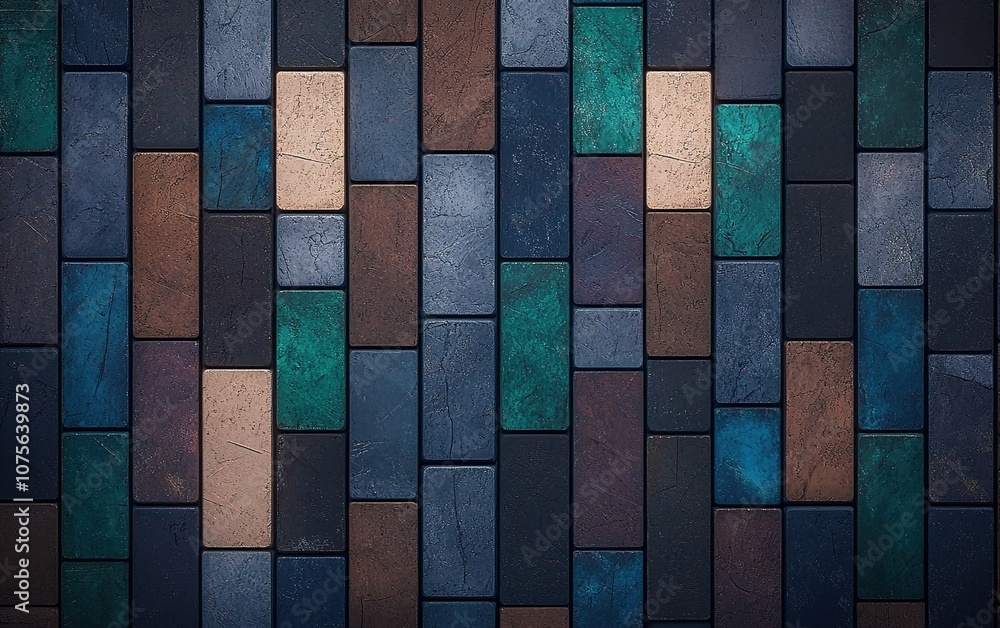 Poster colorful textured tiles arranged in a checkerboard pattern for an artistic interior design backdrop