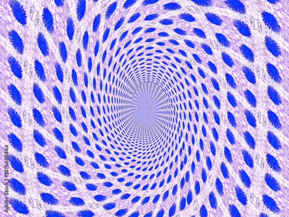 Poster blue flowers on violet background - abstract graphics with effect of space and infinity. topics: com