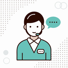 A man in a green shirt is talking on a phone. He is smiling and he is happy