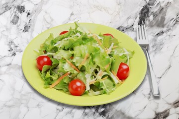 Caesar fresh ripe Salad with vegetables in plate