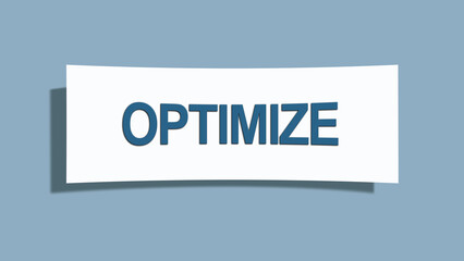Optimize. A card isolated on blue background.