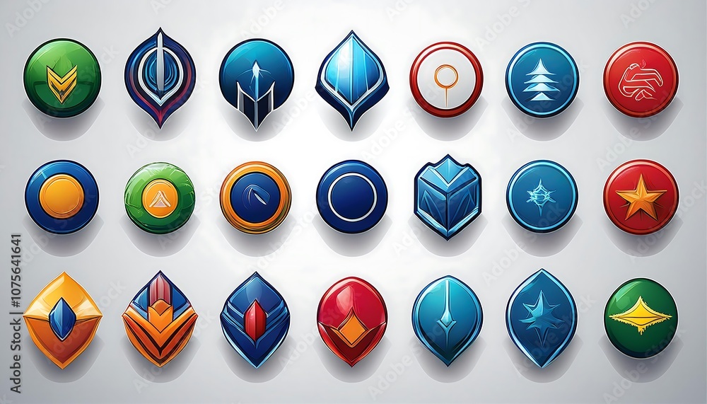 Poster  A realistic YouTube icon collection featuring a logo set in various shapes on a white backg_1(456)