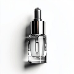 Naklejka premium Ultra-realistic image of face serum bottle with dropper on a white background