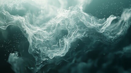 Fototapeta premium Abstract Flowing Smoke-Like Green Patterns