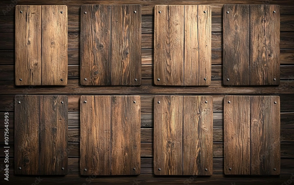 Aufkleber wooden panels arranged on a rustic wall, creating an inviting atmosphere in a cozy setting