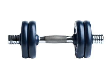 Fototapeta premium A sturdy dumbbell featuring a textured grip and circular weight plates designed for strength training.