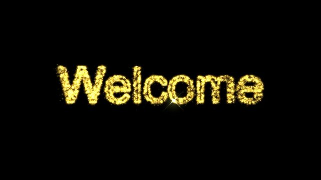 Sparkling text animation displaying weclome text