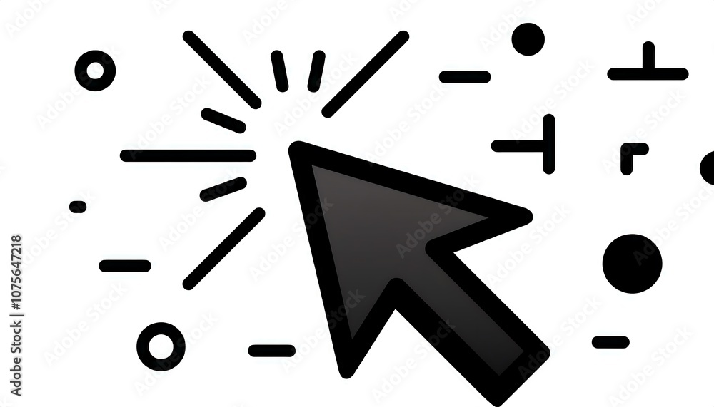 Poster a computer mouse click cursor is a black filled arrow icon set with slanted arrows and a lo_1(137)