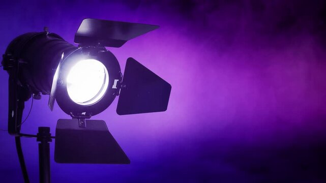 Spotlight movie show video background loop, with copy space for text. Professional type of lights, used on lighting live TV shows, events, studio stages or photography