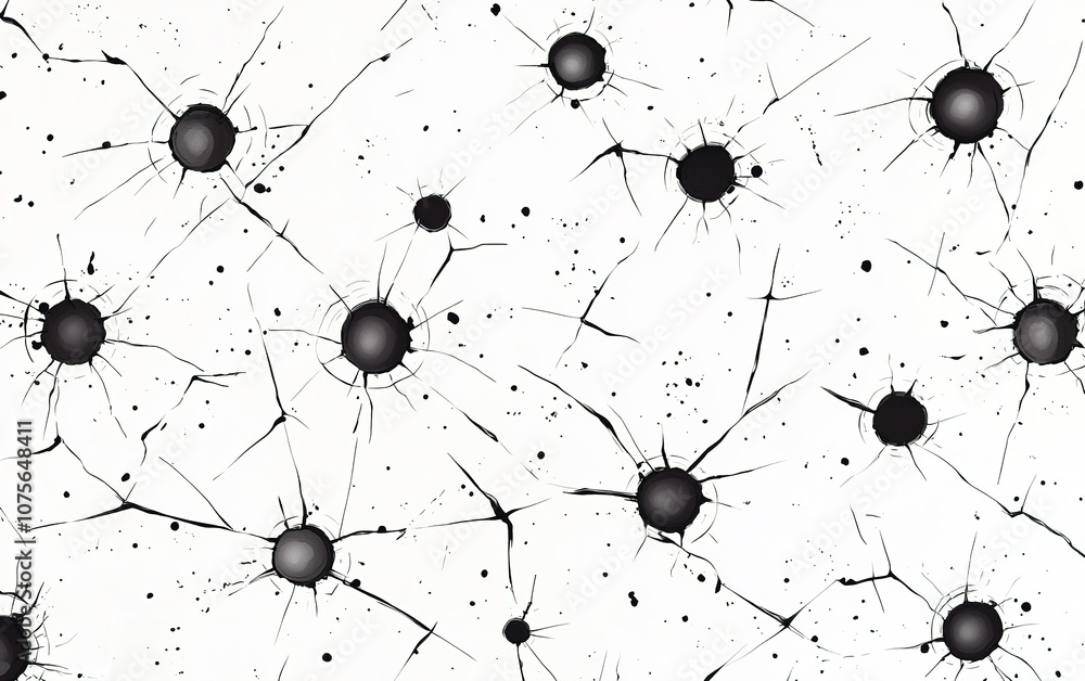 Poster abstract black and white illustration of interconnected neurons on a light background, showcasing te