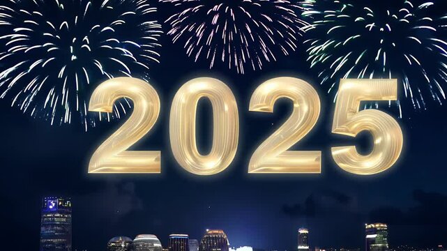 3d video bright balloons representing transition 2024 2025 fireworks background perfect celebrating New Year creating dynamic designs festive events celebration light holiday happy christmas number