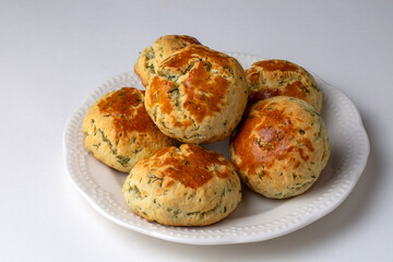 Delicious Turkish food; dill cheese pastry, Turkish name; dere otlu peynirli pogaca
