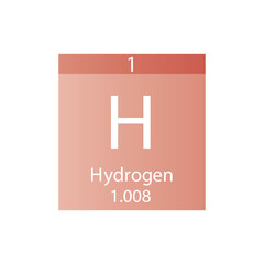 H Hydrogen Non reactive metal Chemical Element Periodic Table. Simple flat square vector illustration, simple clean style Icon with molar mass and atomic number for Lab, science or chemistry class.