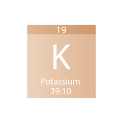 K Potassium Alkali metal Chemical Element Periodic Table. Simple flat square vector illustration, simple clean style Icon with molar mass and atomic number for Lab, science or chemistry class.