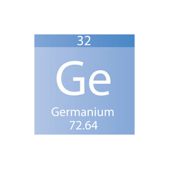 Ge Germanium Metalloid Chemical Element Periodic Table. Simple flat square vector illustration, simple clean style Icon with molar mass and atomic number for Lab, science or chemistry class.