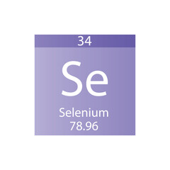 Se Selenium Non reactive metal Chemical Element Periodic Table. Simple flat square vector illustration, simple clean style Icon with molar mass and atomic number for Lab, science or chemistry class.