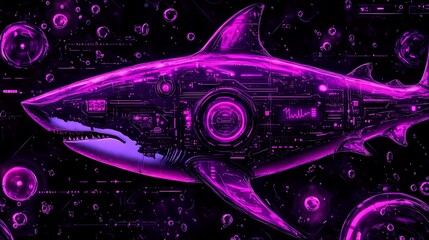 High-resolution cyberpunk texture with overlapping neon patterns, glistening metallic elements, and subtle reflections for a futuristic and immersive visual appeal