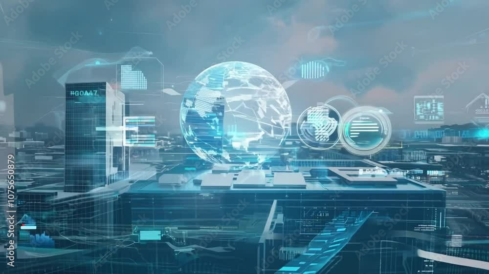 Poster futuristic visualization of iot and big data in cloud computing generative ai