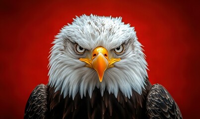 Obraz premium A majestic eagle with piercing gaze. AI.