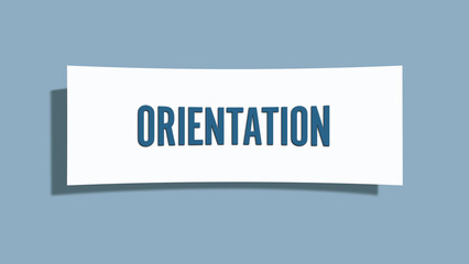 Orientation. A card isolated on blue background.