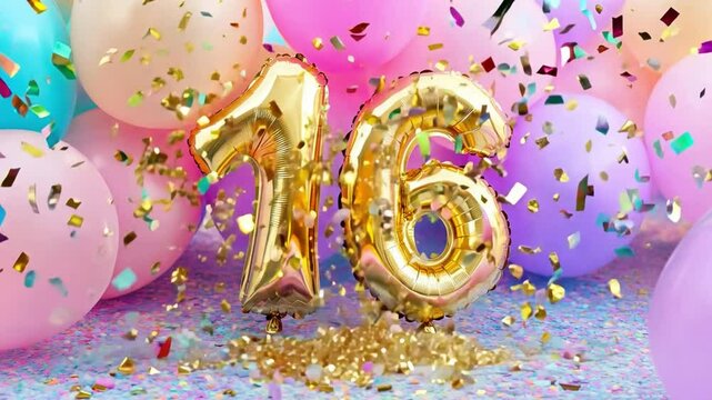 A joyful celebration filled with colorful balloons and decorations marks a memorable sweet sixteen birthday gathering