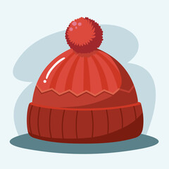 Vector illustration of warm wool beanie hat. Cold weather clothing item